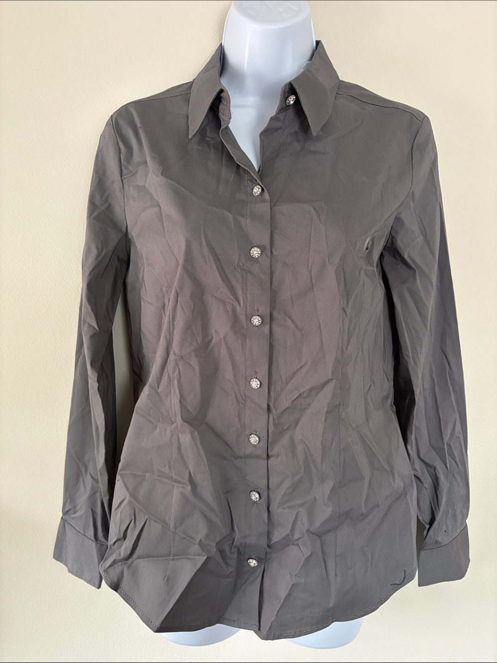 New York & Company Charcoal Grey Button-Down Shirt